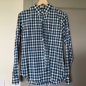 J. Crew Men’s Slim Fit Blue Plaid Cotton Button Down, Size Medium